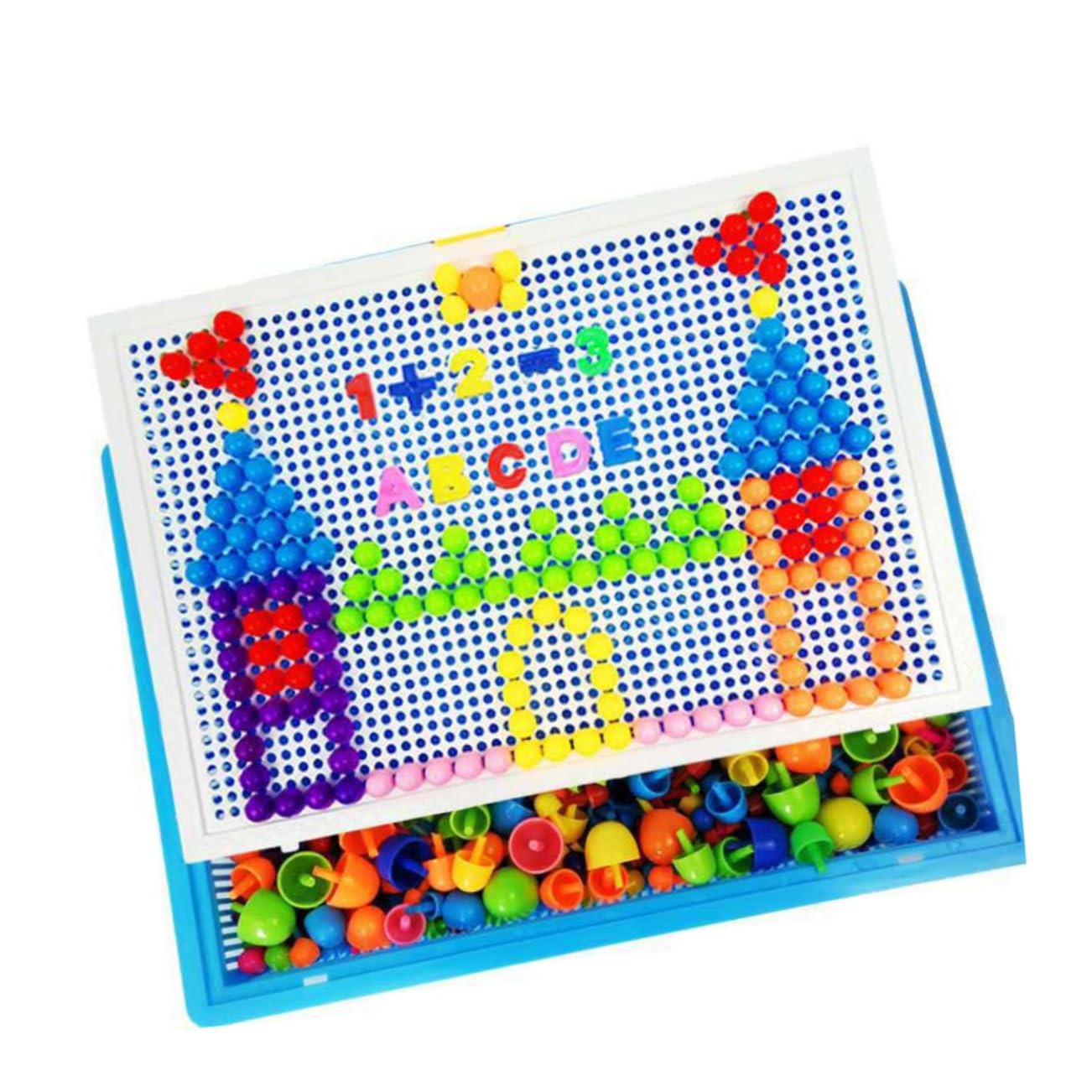 Alasum Creative Diy Mushroom Nail Pegboard Puzzle Game Set 10.83X7.48X1.18 Inch Educational Toy for Kids Early Childhood Learning Hand-Eye Coordination and Creativity Development