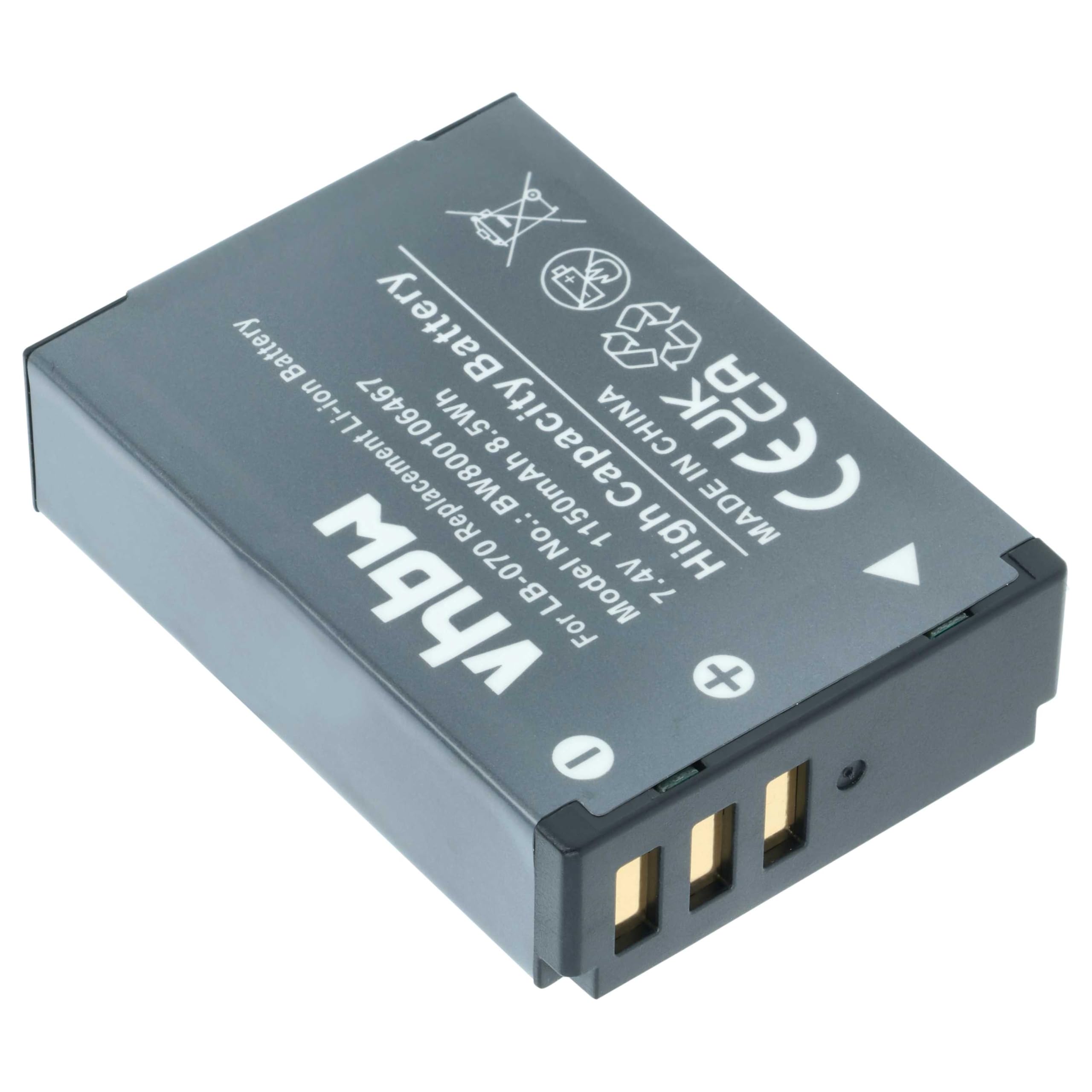 vhbw Zamiennik akumulatora do Kodak LB-070 | Do aparatu (1150 mAh, 7,4 V, litowo-jonowa)