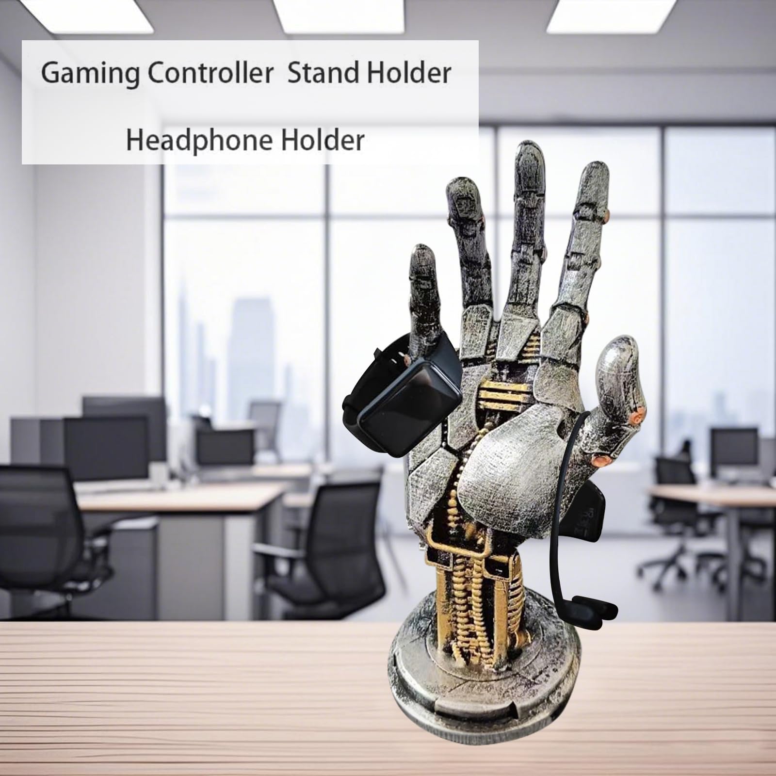kopfhörerständer& Controller Ständer im Cyberpunk-Design – Handgefertigte Harzfigur für Gamer, futuristische Kopfhörerständer für Schreibtisch, Headset Halter für Gaming Setup