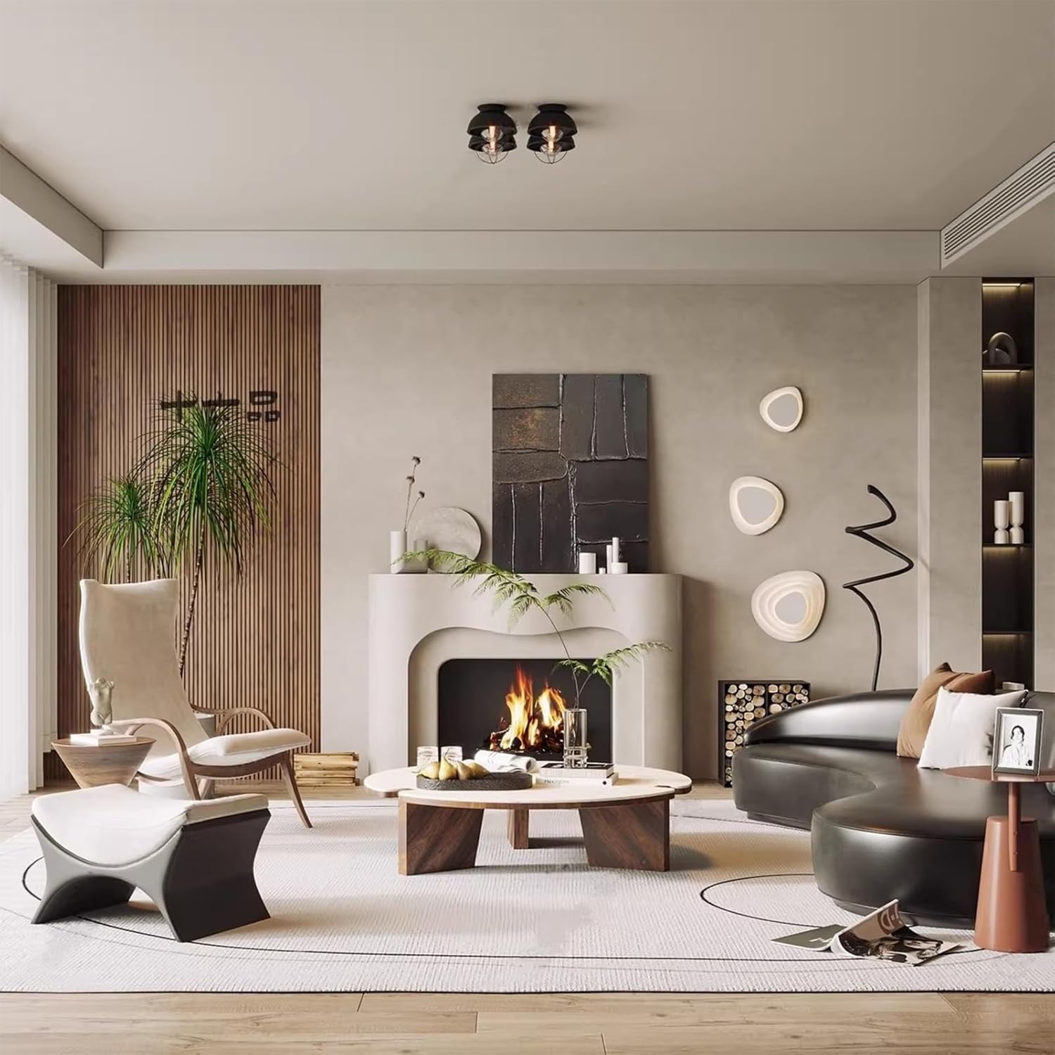Mantels Surround Curved Solid Birch Wood Fireplace Mantel Decorative Freestanding Surround Home Decor