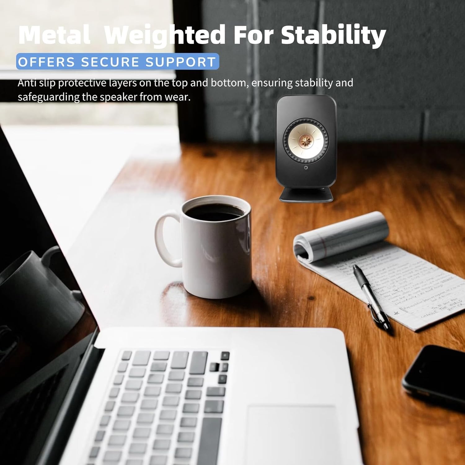 Desktop Speaker Stand for KEF II HiFi Speaker, Heavy Duty Metal Mount Holder Bracket, Non Slip & Vibration Reduction