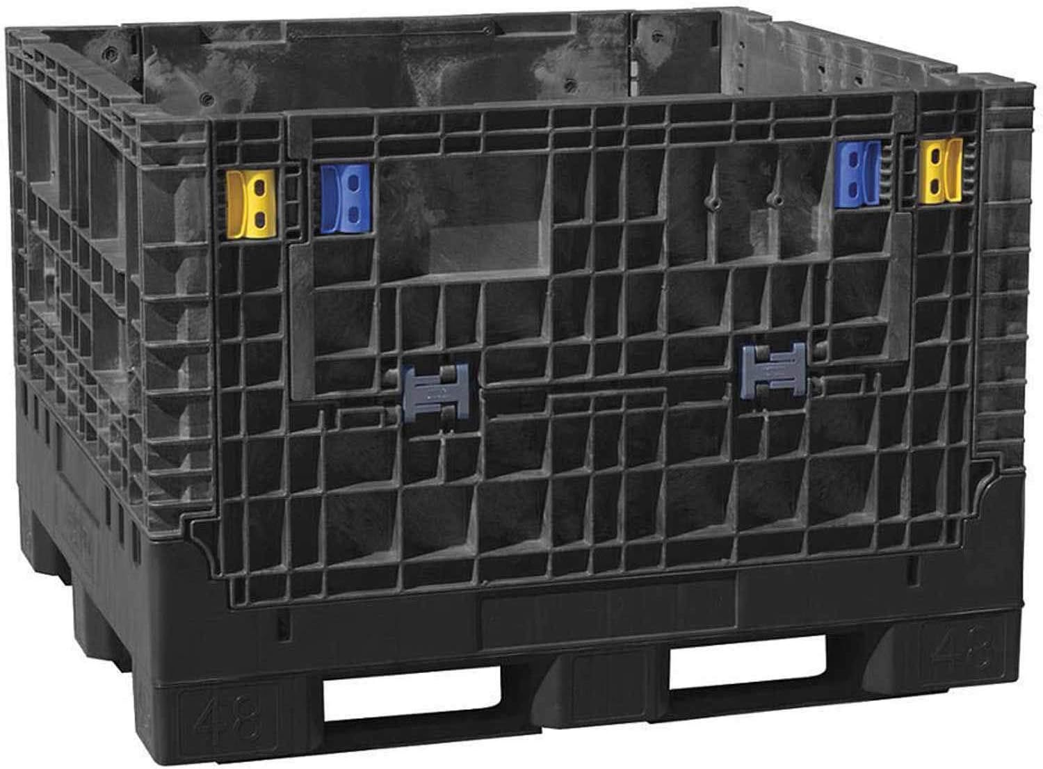 Buckhorn folding Bulk Shipping Container, 48x45x50, 2000 Lbs., Black
