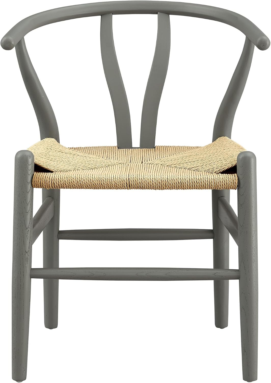Modway Amish Wood Rope Dining Room Chair in Light Gray - 29 Inch Tall Solid Elm Wood Accent Armchair - Mid Century Modern Open Back Kitchen Chair with Woven Seat