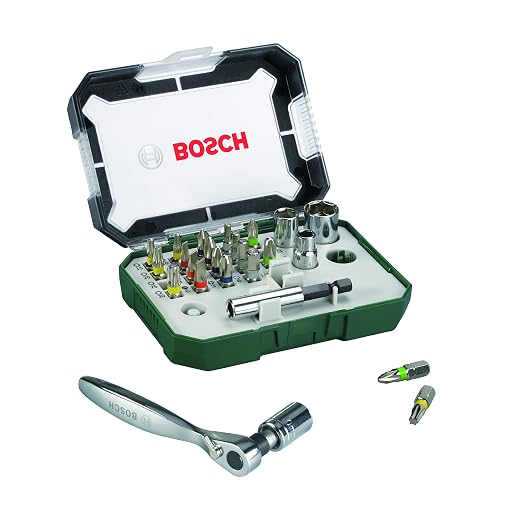 Bosch 26 pz. Set di Bit di Avvitamento con Cricchetti, bit PH, PZ, esagonali, T, S, Accessori Trapano e Cacciavite