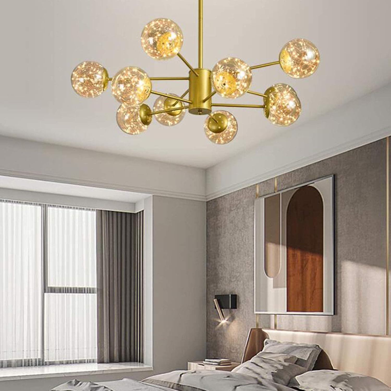 Fireflies Chandelier Room Living Room Restaurant Stars Lighting Decoration Lighting Golden Warm Light 8 Lights (Gold Neutral Light 10 Lights) image 4