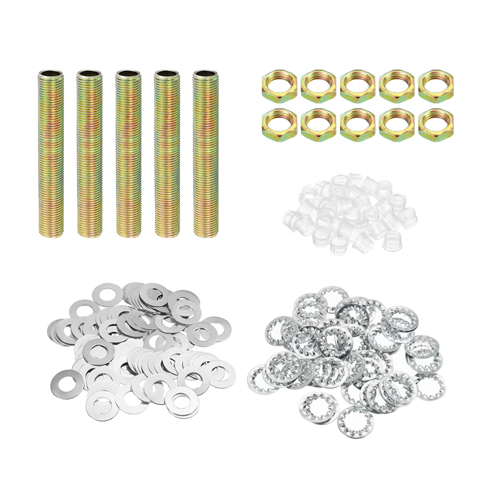 PATIKIL 1/8IP Thread 2.56" Lamp Pipe Kit with Lock Nuts Washers