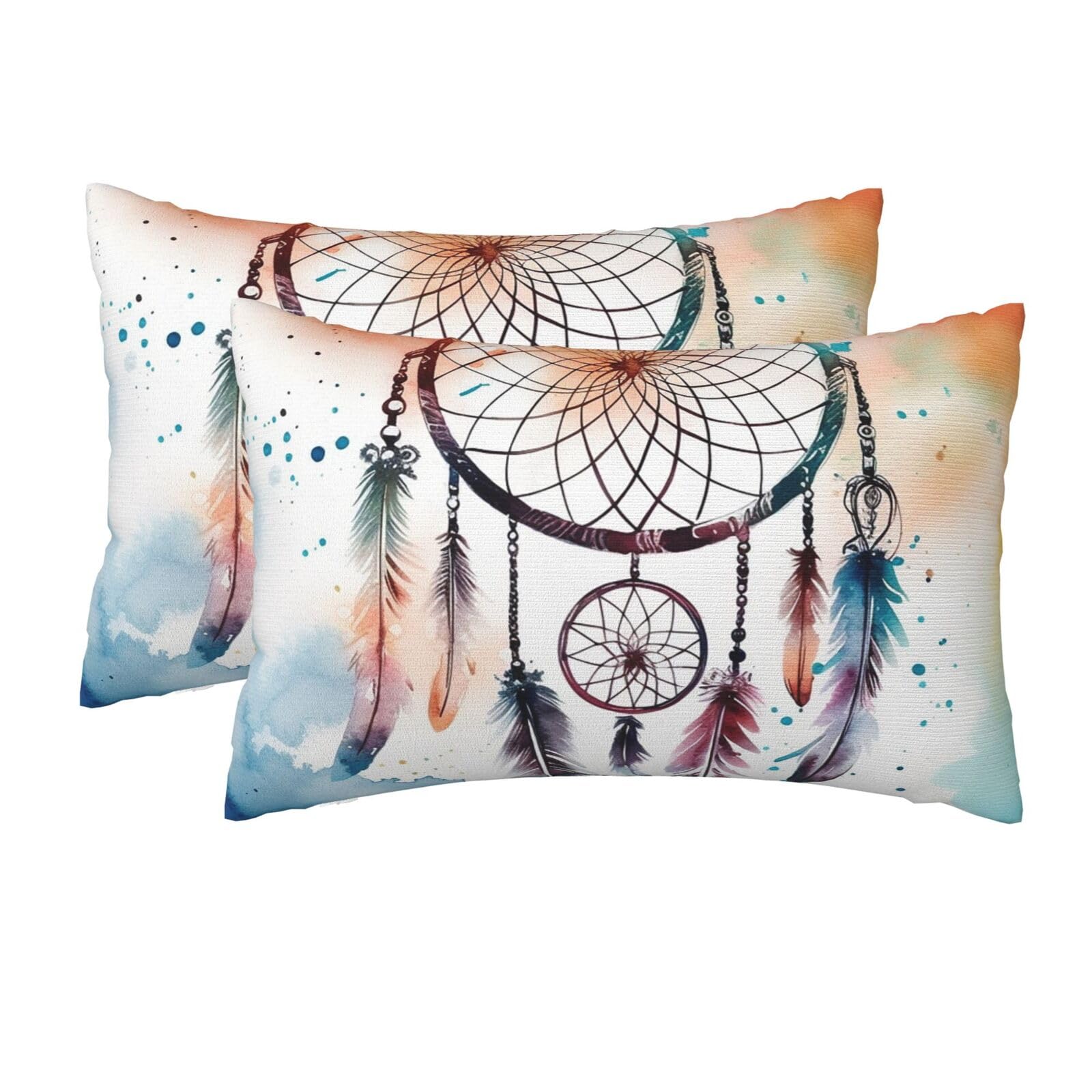 2 Pack Queen Size Pillow Cases for Hair and Skin Soft Breathable Pillow Case Covers with Hidden Zipper Watercolor Dream Catcher Pillowcase 20x30 Inches Pillow Cover for Sleeping Gift