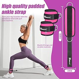 NEALFIT Ankle Strap for Cable Machine, Gym Ankle Cuff for Kickbacks, Leg Extensions, Glute Workouts, Booty Hip Abductors Exercise for Women and Men (Single, Pink)