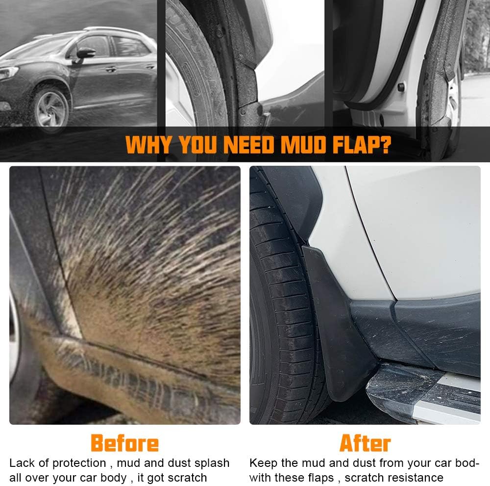 D-Lumina RAV-4 Mud Flaps Compatible with Toyota RAV4 2019 2020 2021 2022 2023 (NOT for Adventure, RAV4 Prime, TRD Off-Road) - Heavy Duty Thermoplastic Front & Rear Mudflaps, Mudguards, Splash Guards