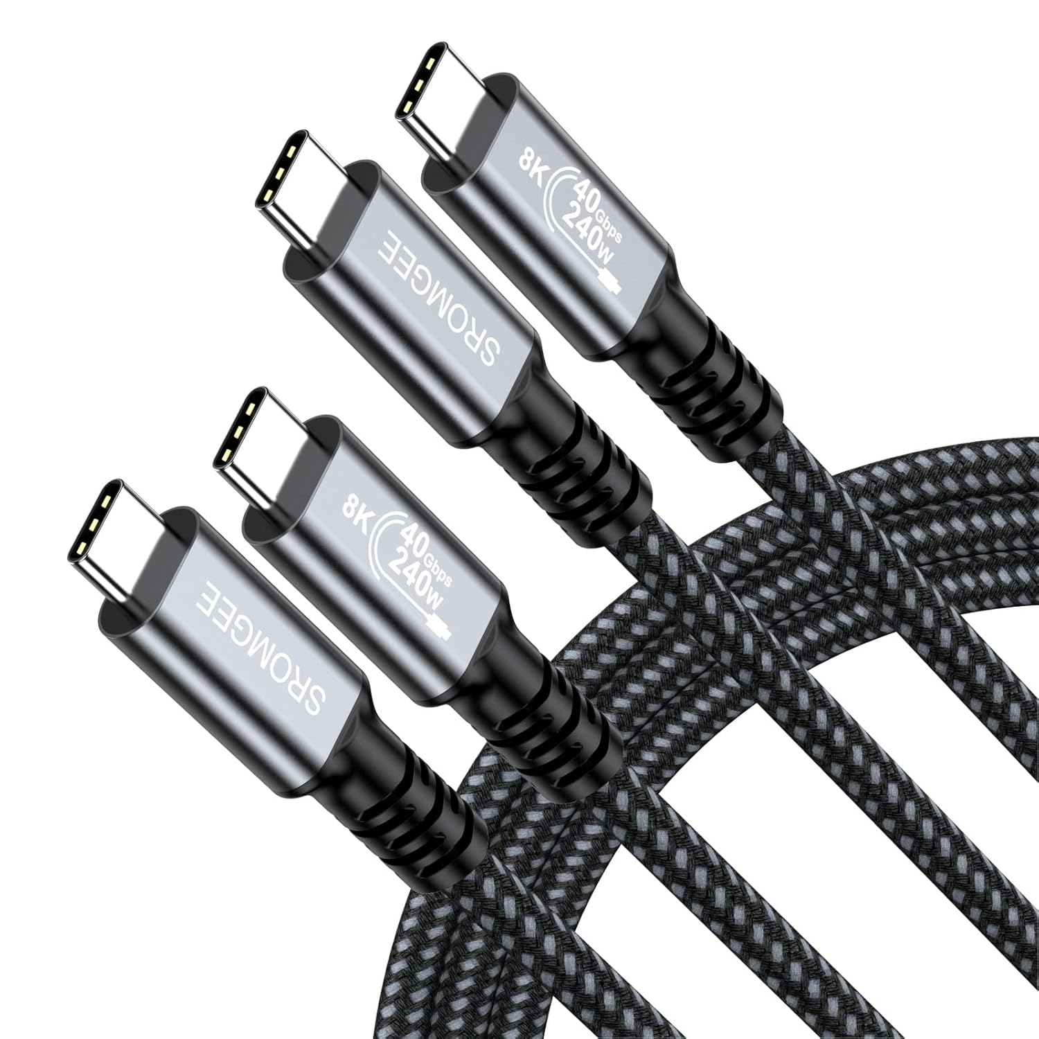 USB 4 Cable 3.3FT 2-pack, 40Gbps 240W Fast Charging USBC 4 Monitor Cord Supports 8K@60Hz, USB-C to USB-C 4 Cable Compatible with Thunderbolt 4/3, MacBook, iPhone 17/16/15, SSD, Dell, XPS, HP Laptop