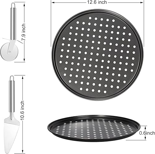 Miniatura 6 de Paquete de 2 bandejas redondas de acero al carbono, antiadherente, 12.5 pulgadas