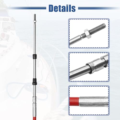 Miniatura 4 de uxcell Cable de caja de control remoto de cambio de acelerador marino de 11 pies 11.2 ft de 134 pulgadas para motor fuera de borda Sistema