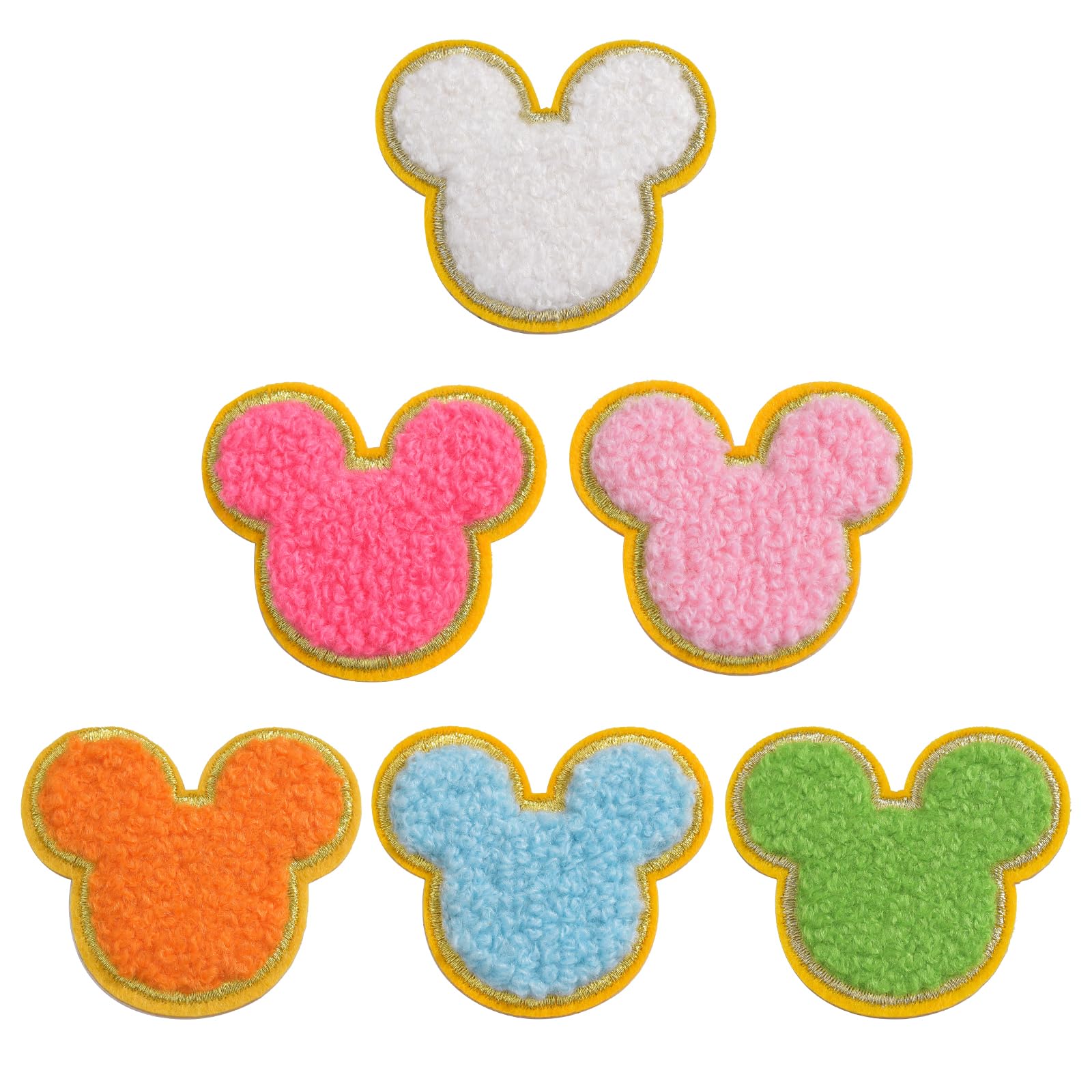 QianSiLi 6PCS Chenille Mouse Patches for Clothing Fabric Patches Self Adhesive Embroidered Patch for Clothing, Fabric, Shoes, Bags DIY Accessories — image 1