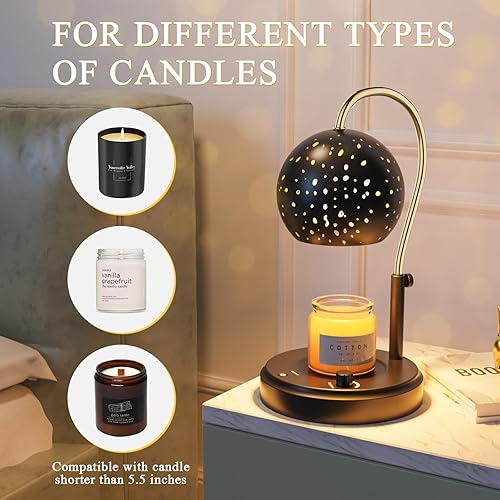 Miniatura 7 de Lámpara calentadora de velas con temporizador, lámpara calentadora de velas de altura ajustable con 2 bombillas, lámpara eléctrica regulable para