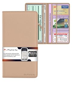 Premium Leather Magnetic Shut Car Registration Insurance Card Holder Glove Box Organizer for License Cards Documents Beige