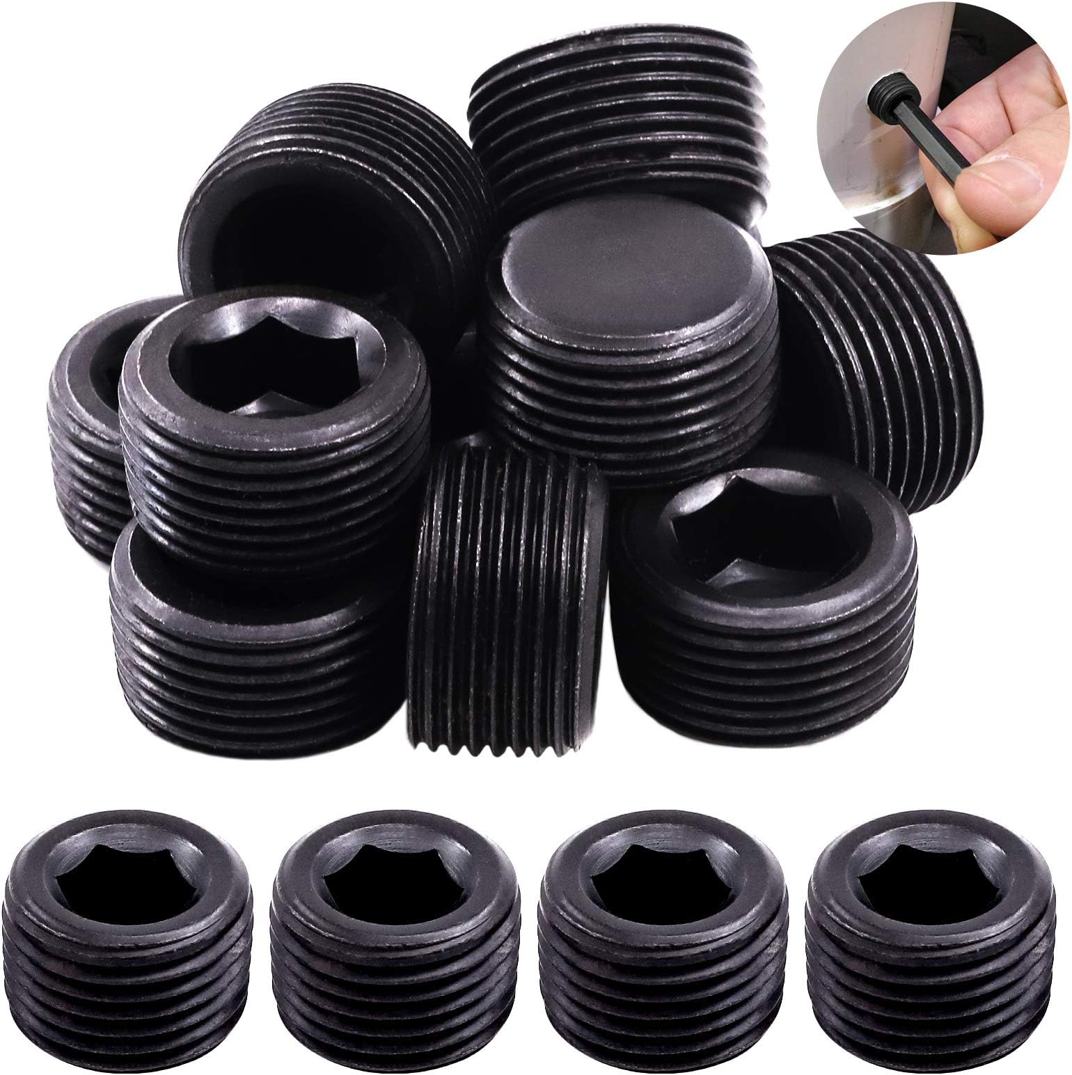 Mardatt 20Pcs 1/2" NPT Plug Pipe Plug Fitting Carbon Steel