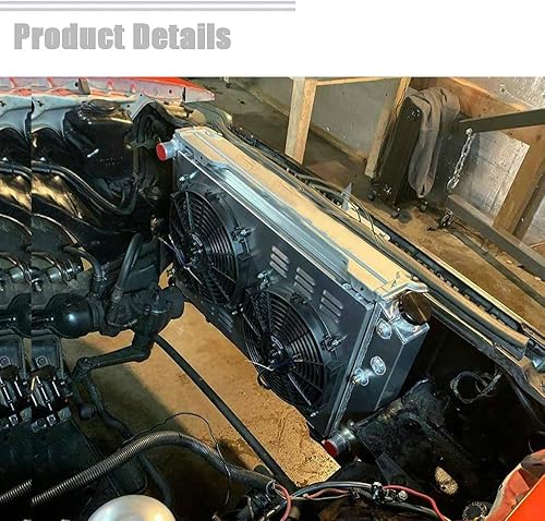 Miniatura 7 de ECMRAD Combo de ventiladores de radiador y cubierta de 3 filas para Chevy Pontiac GTO Chevelle El Camino 1968 69 70 1971 1972 All Aluminum (Combo de