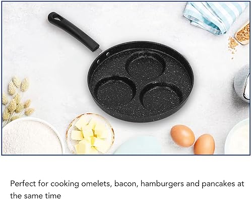 Miniatura 2 de Heayzoki Sartén para huevos sartén antiadherente para huevos de 4 tazas sartén para tortillas olla de hierro adecuada para estufa de gas de inducción