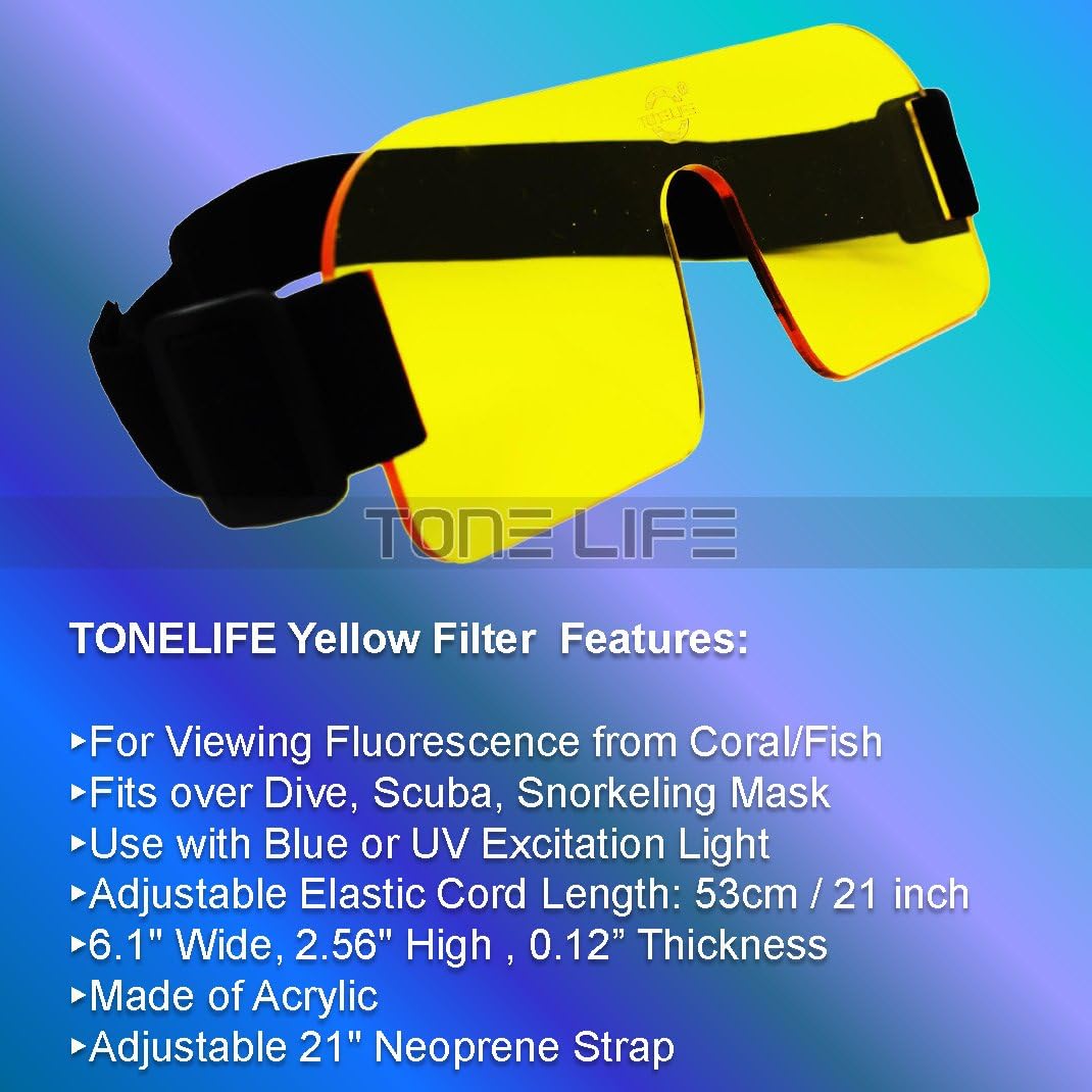Fluoro Diving Flashlight Kit, Yellow Fluorescence Shield, Underwater Fluoro Mask, Nightsea Mask with Yellow Barrier for Dive Video Photography
