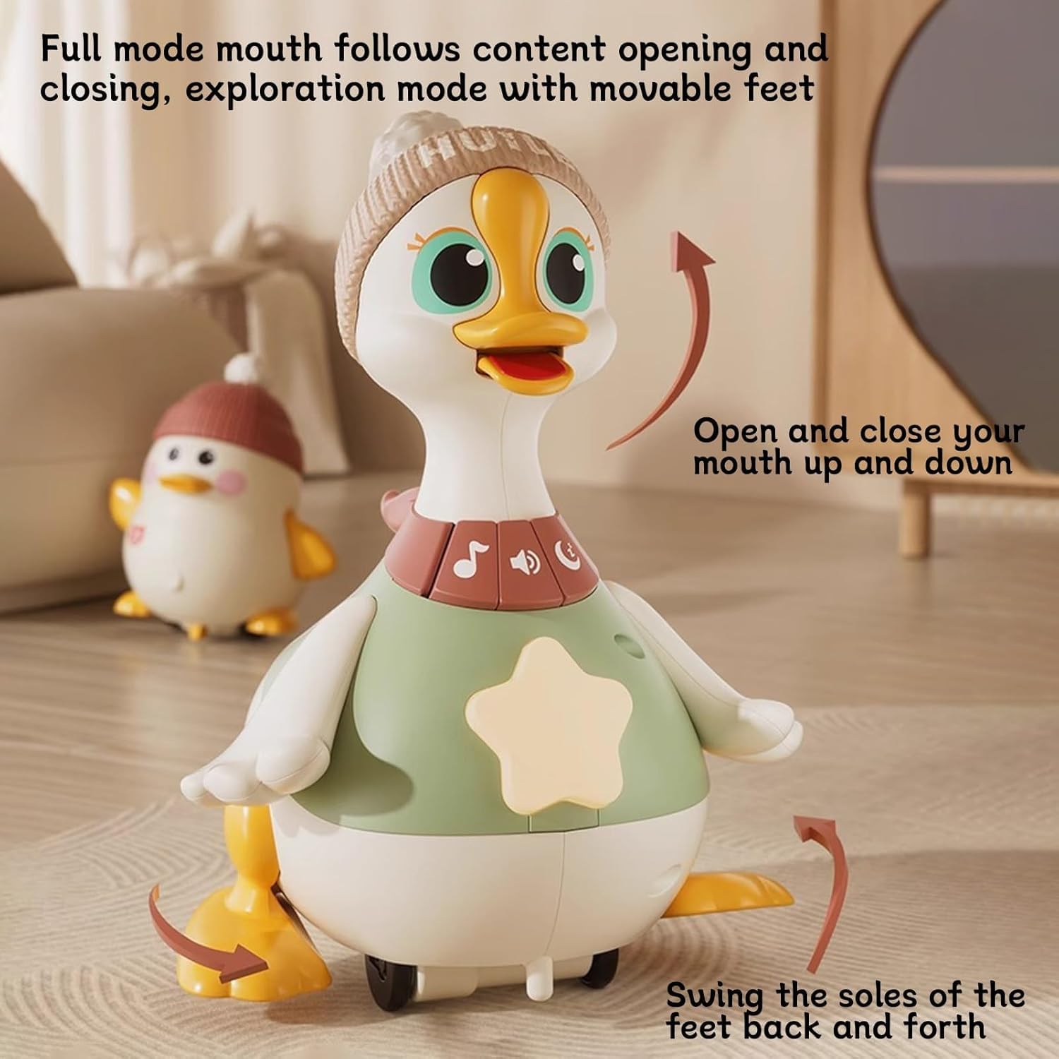 Tummy Time Duck Family Toy Walking with Baby Crawling Ducks, Swinging Crawling Walking Duck for 6-12 Months Toddlers Boy Girl, Christmas Stocking Stuffers