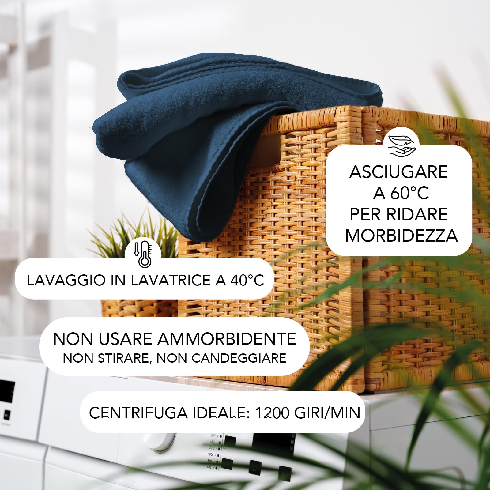 SLEEPZEN - Set di Asciugamani da Bagno (2x 50x100 + 2x 70x140 - Blu Poseidone) Cotone Biologico GOTS - 500 g/m² - Ultra Assorbenti - Morbidissimi - Prodotto in Portogallo - Certificato Oeko-Tex