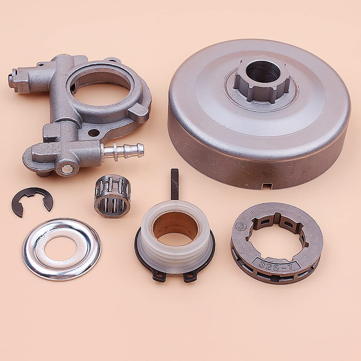 Tambor de Embrague de Motosierra Compatible con Rueda Dentada de llanta 026 MS260, Aceite, cojinete de Agujas, Piezas de Repuesto for Motosierra Motosierra
