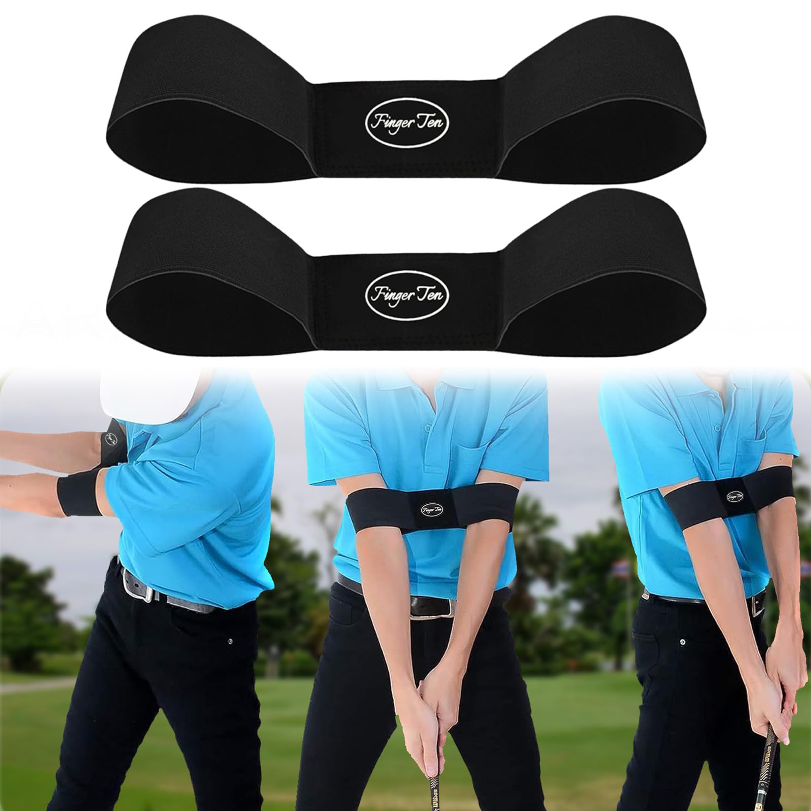 FINGER TEN Golf Swing Trainer Posture Training for Golf Practice Training Aid, Practice Putter Regulation for Indoor Outdoor Backyard Office Garden (2 Pack in Carbon)