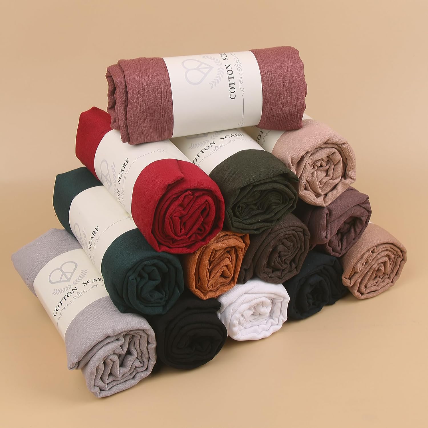 Crinkle Cotton Head Scarf Shawl,3PCS Long Hijab,Plain Color Breathable Turbans Headwraps for Muslim Women - Image 5