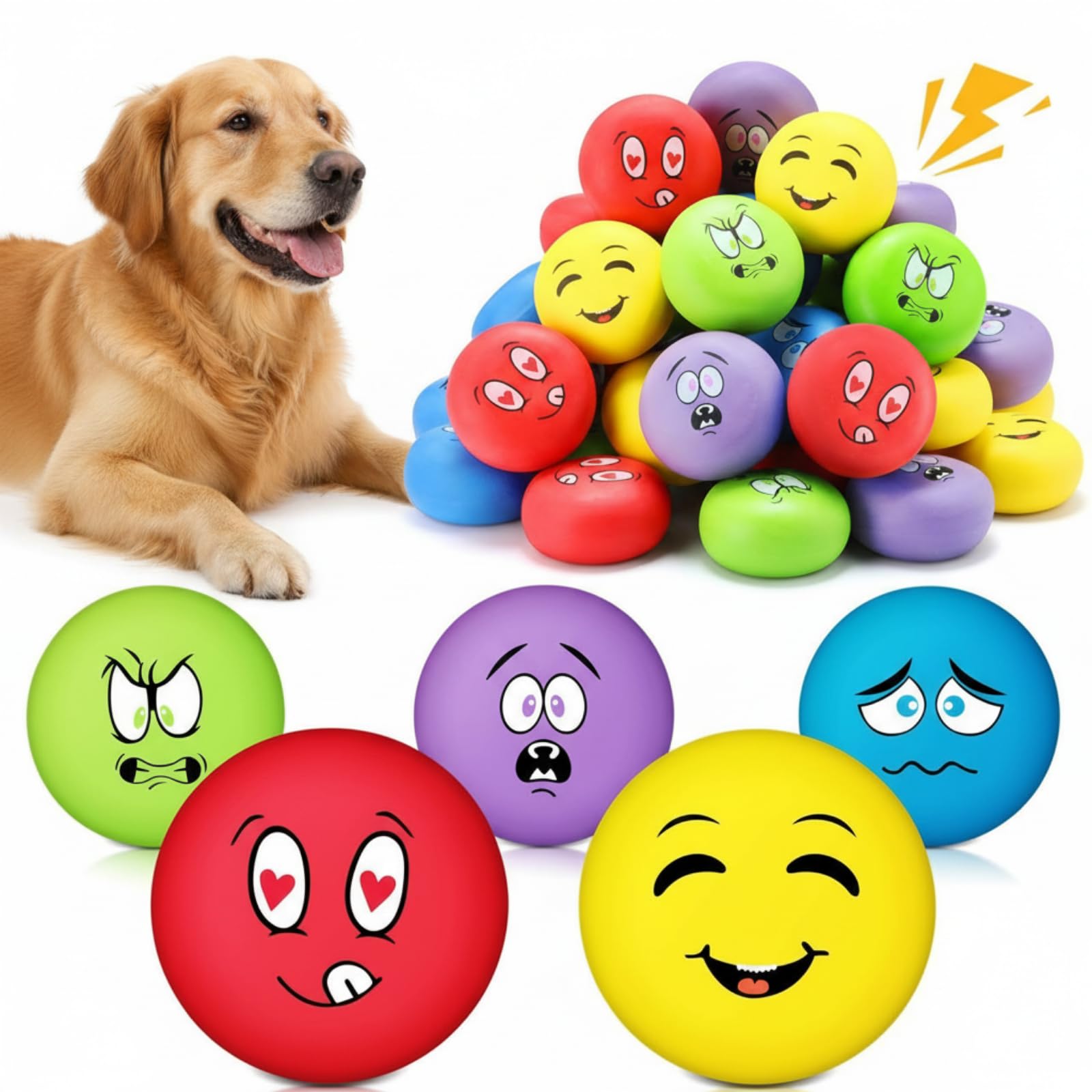 Hungdao 40 Pcs Squeaky Dog Toys Bulk for Medium Dogs 2 8 Flat Latex Squeaky Dog Balls Funny