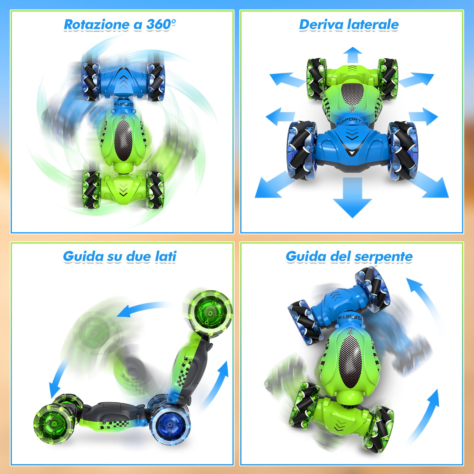 Fosgoit Macchina Telecomandata, Giocattoli per Bambini dai 3 ai 12 Anni, Macchina Telecomandata 4x4, Drift RC Car con Luci, 2.4Ghz Auto RC I Migliori Regali di Compleanno e Natale per Bambini