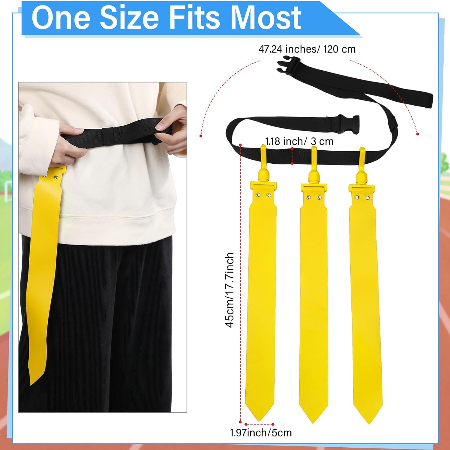 Junkin 6/8/10 Players Flag Football Sets Adjustable Football Belts and Flags for Youths Teens Kids Adults Players Sports Team - Image 2