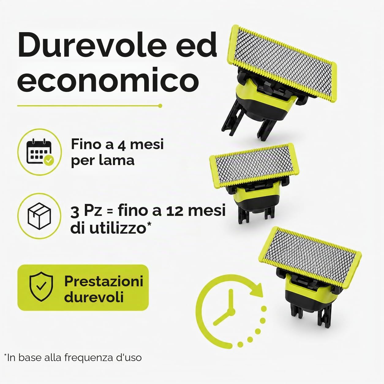 Cartucce per rasoio elettrico - Confezione da 3 lame - Compatibile con tutti i modelli O Blade - Rasatura e cura della barba - 4 mesi di utilizzo