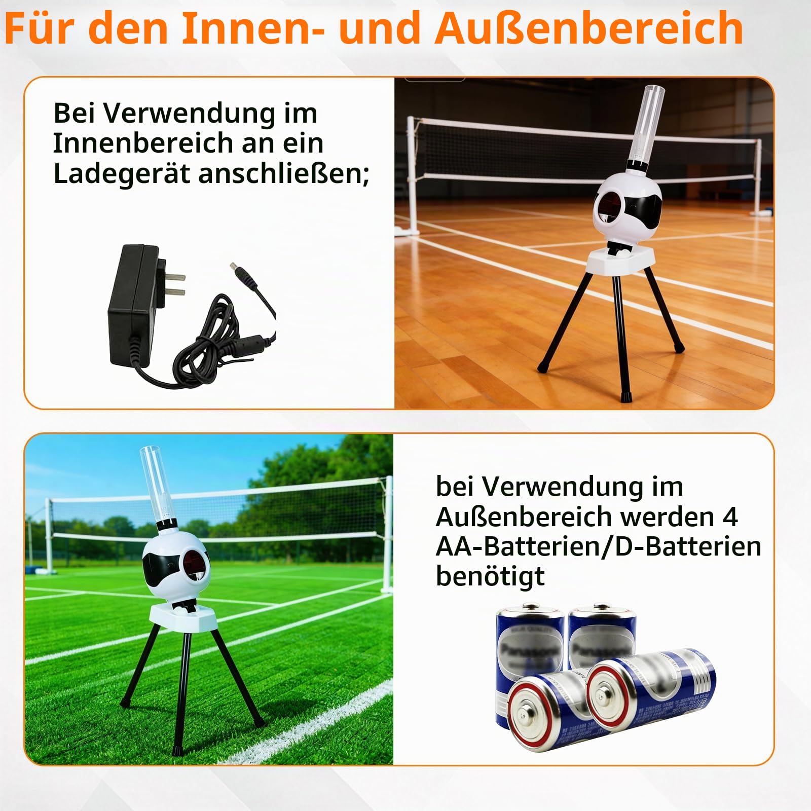 Badminton Aufschlagmaschine mit 18 Bällen, Badminton Trainingsmaschine, Automatischer Federballwerfer, Pitching Maschine Set für Indoor und Outdoor Spieltraining (ohne Batterien und Adapter)
