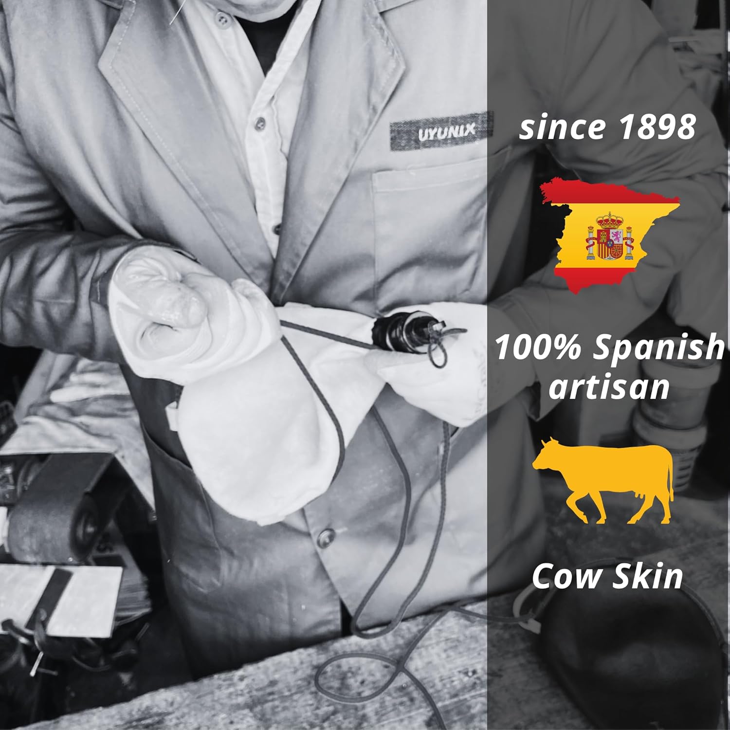 Spanish Black Cow Suede Leather Bota Bag – Handmade Wineskin Flask for Wine, Water, or Spirits – Traditional Cowhide Wineskin in 1L / 1.5L / 2L – Made in Spain (2.0 L (0.53 Gal))