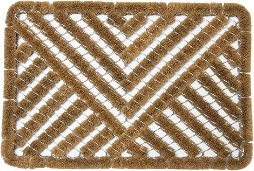 Rubber-Cal "Polygon" All Weather Coco Scraper Mat, 18 by 30-Inch,Brown