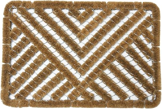 Rubber-Cal "Polygon" All Weather Coco Scraper Mat, 18 by 30-Inch,Brown