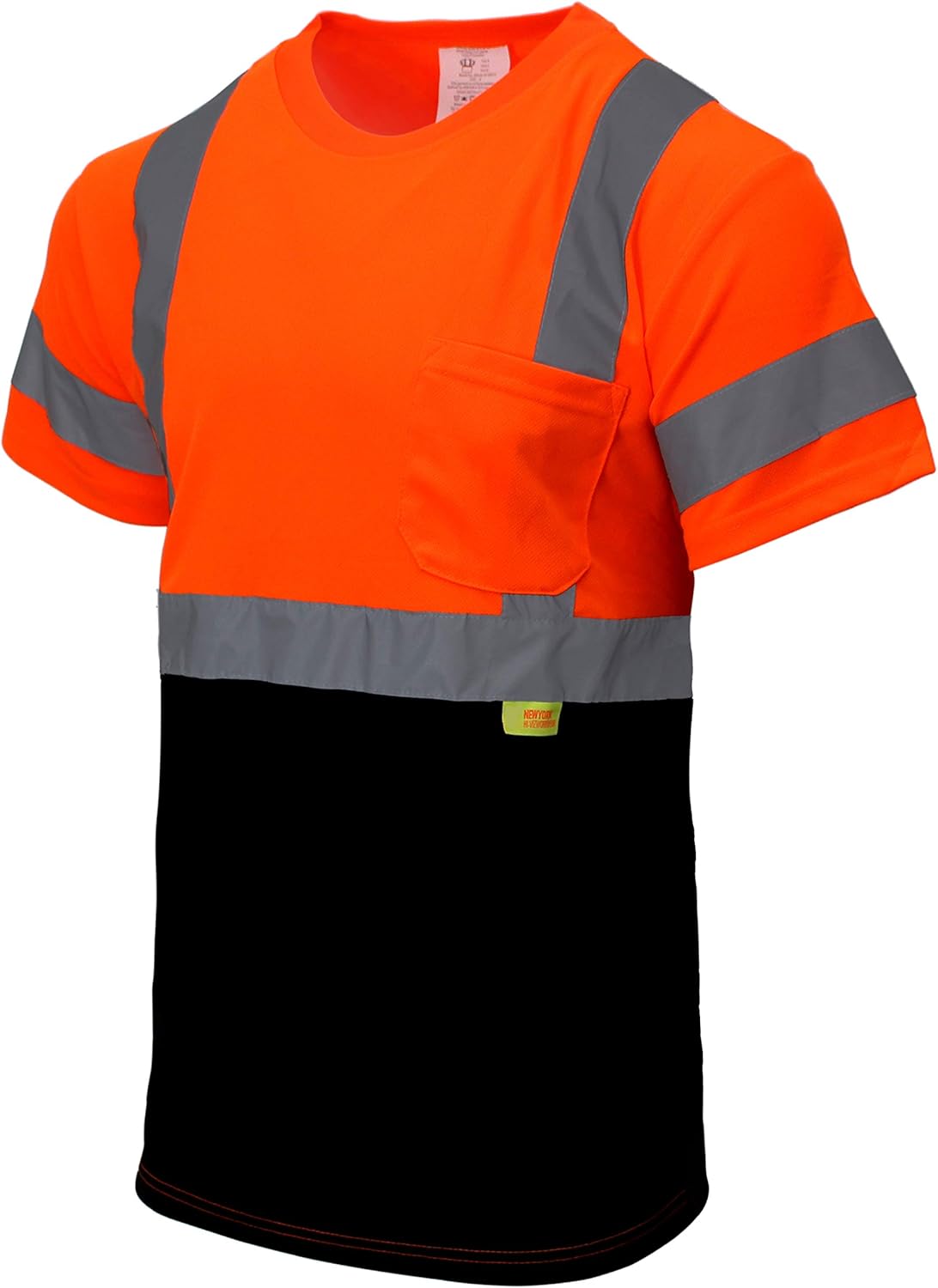 (Set of 5) BFS8511 Class 3 High Visible Short Sleeve Black Bottom Safety T-Shirts with 2 Inch Reflective Tape (Orange, 3XL)