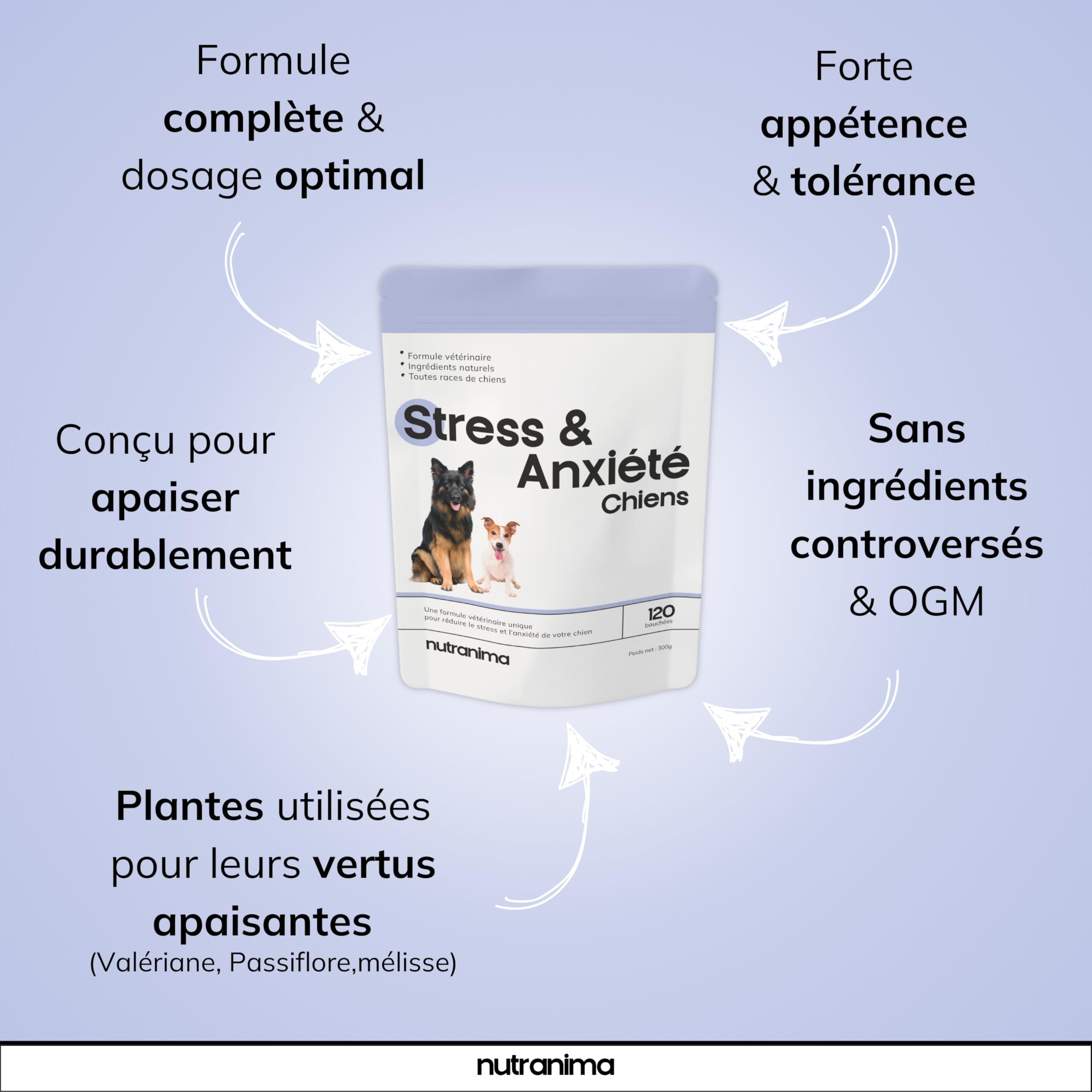 Stress & Ansia Cane | Integratore Lenitivo agli Ingredienti Naturali | 160 Dolcetti Benessere | Sostiene il Comportamento Calmo | Cucciolo, Adulto e Senior | Marca Italiana