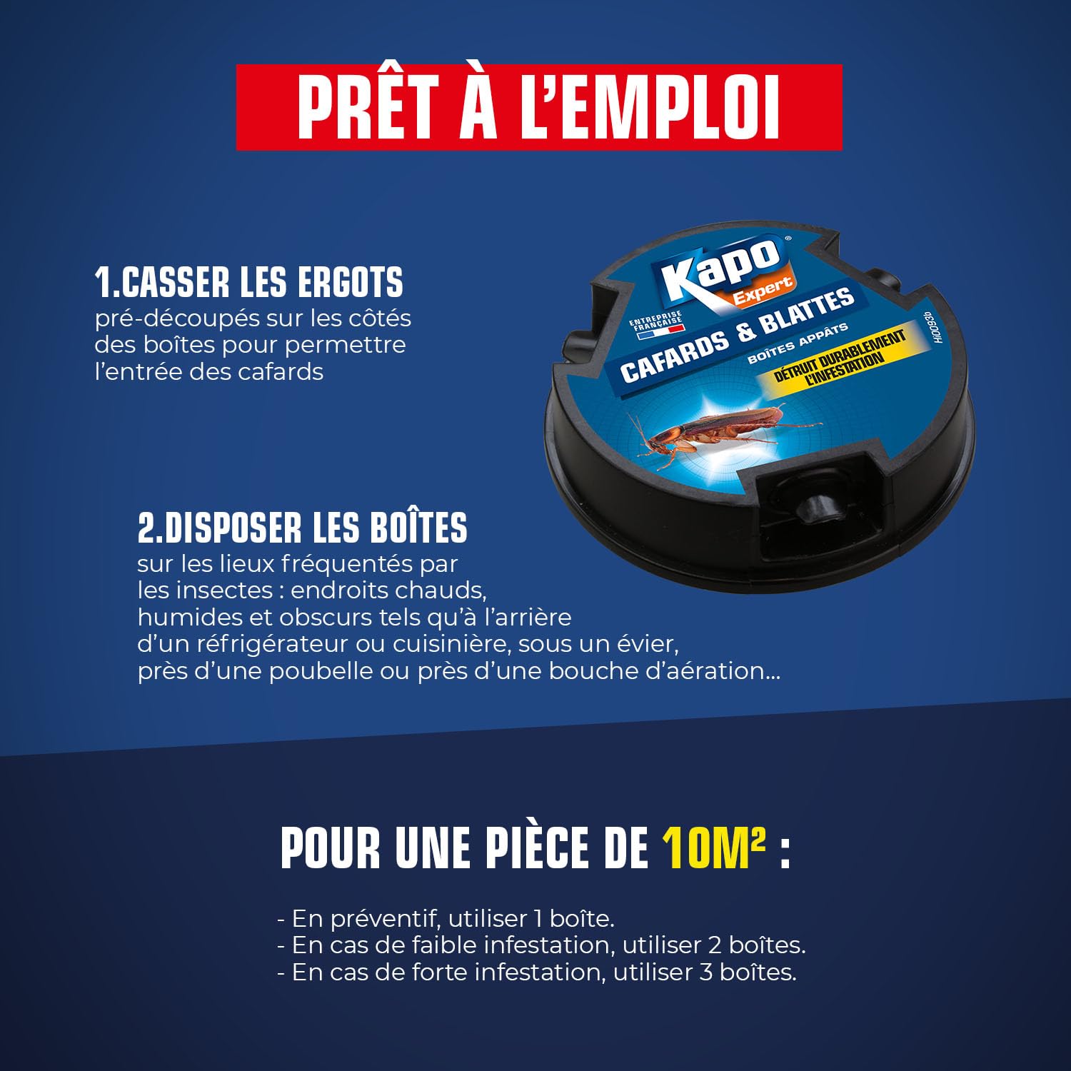K.PRO Expert Boîtes à Appât Cafards et Blattes 4 pièces Action Radicale Propre Discret