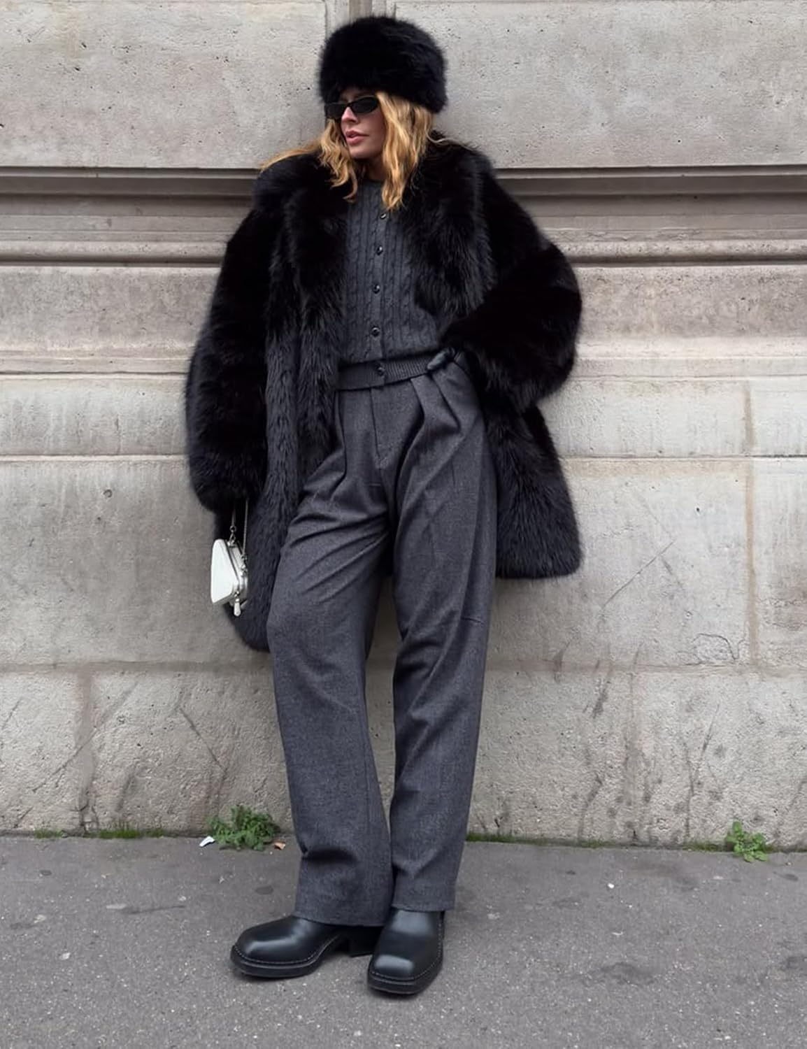 Kissonic Women's Long Faux Fur Coat Lapel Shaggy Winter Jacket Luxury Warm Furry Open Front Outerwear - Image 5