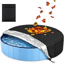 Foldable Round Dog Pool Cover, Portable Kiddie Accessory - Black, 63in