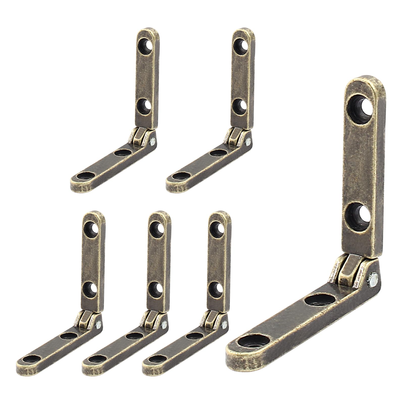 Zorveiio 6 Pcs Mini Hinges 90 Degree Wood Gift Box Hinges with Screws, Bronze