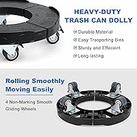 Vista 4 de W B D WEIBIDA Papelera con ruedas ajustables de 15 a 19 pulgadas, rodillo redondo con 4 ruedas, carrito de tambor, resistente, 440 libras, carrito