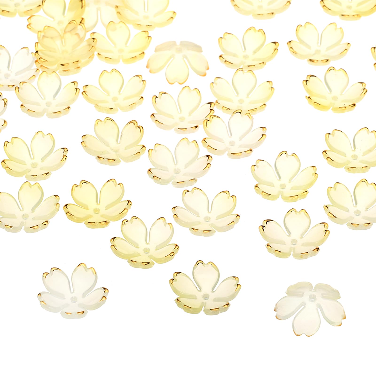 PATIKIL Acrylic Flower Beads, 100 Pcs 18mm Gold-Plated Gradient Cherry Blossom Floral Spacer Beads for Bracelets Earrings