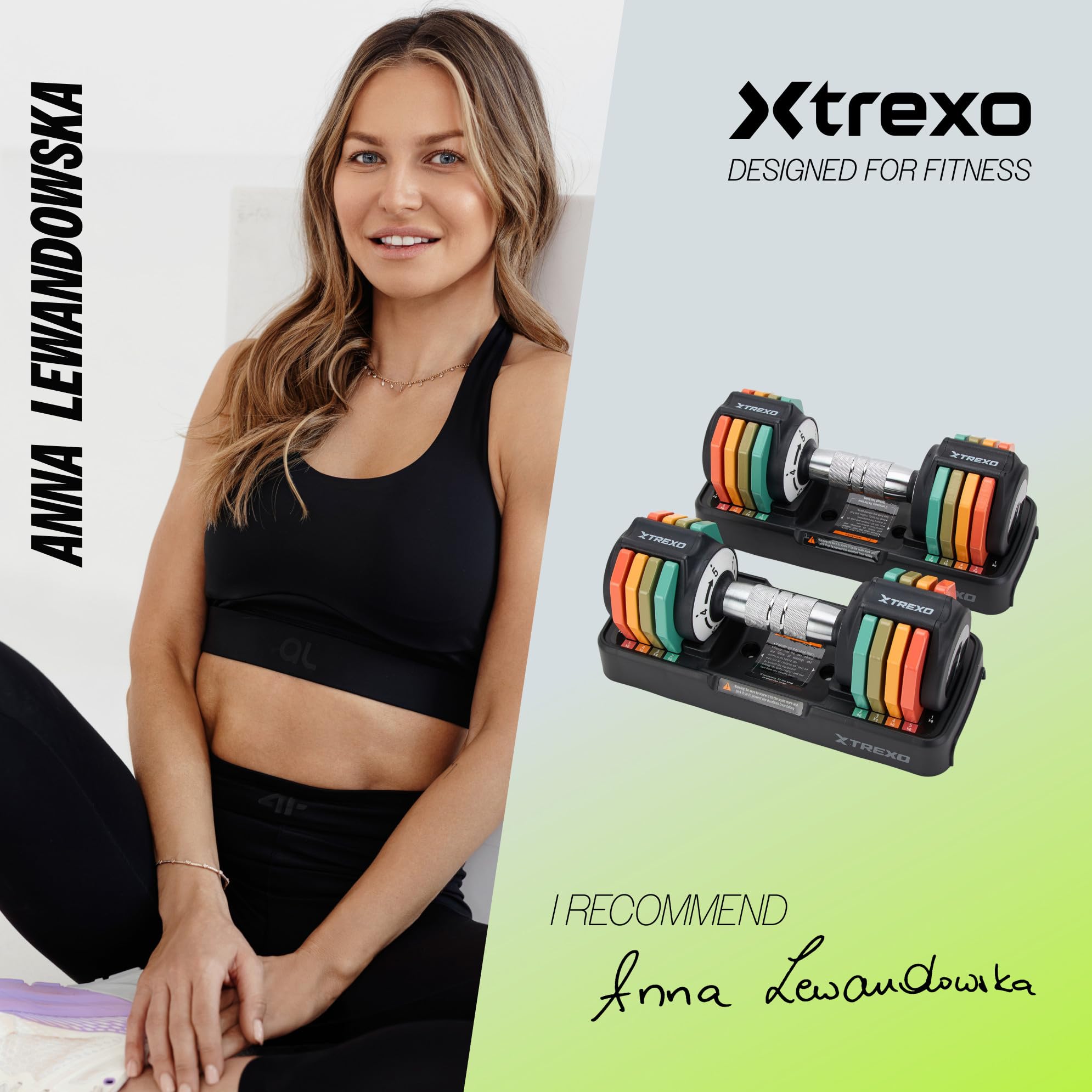 TREXO Multicolor zestaw hantli 2 x 5 kg ze stali z antypoślizgowym uchwytem, idealne do treningu siłowego w domu i na siłowni, regulowane hantle ze stabilną podstawą