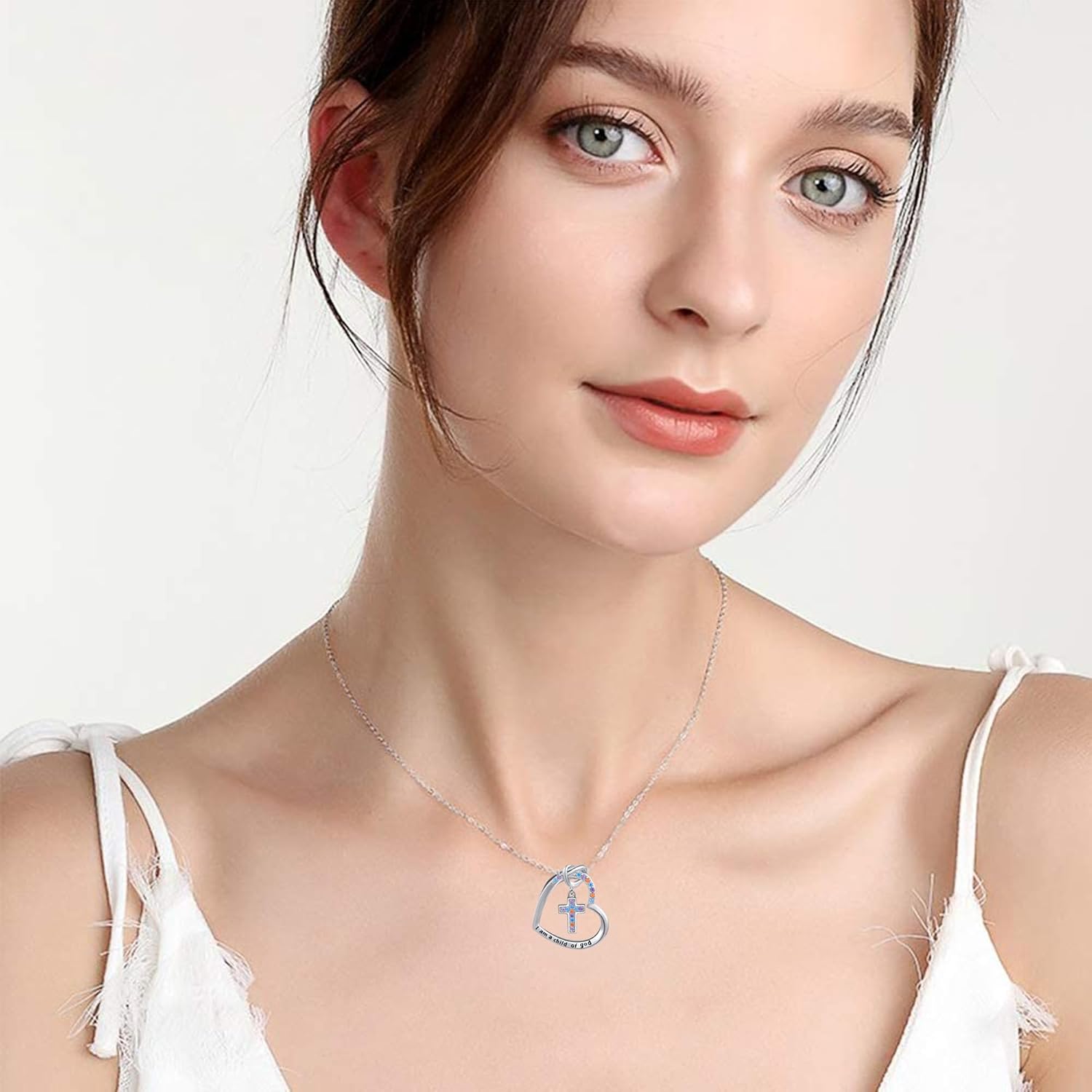 I Am a Child of God Cross Baptism Gifts Necklace 925 Sterling Silver Cross Pendant Necklace First Communion Gifts for Women Jewelry - Image 2