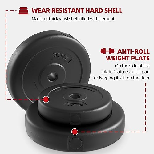 Miniatura 4 de Fitvids Juego de mancuernas ajustables, juego de pesas libres de 40 libras para ejercicio y fitness, pesas de cemento recubiertas de vinilo con