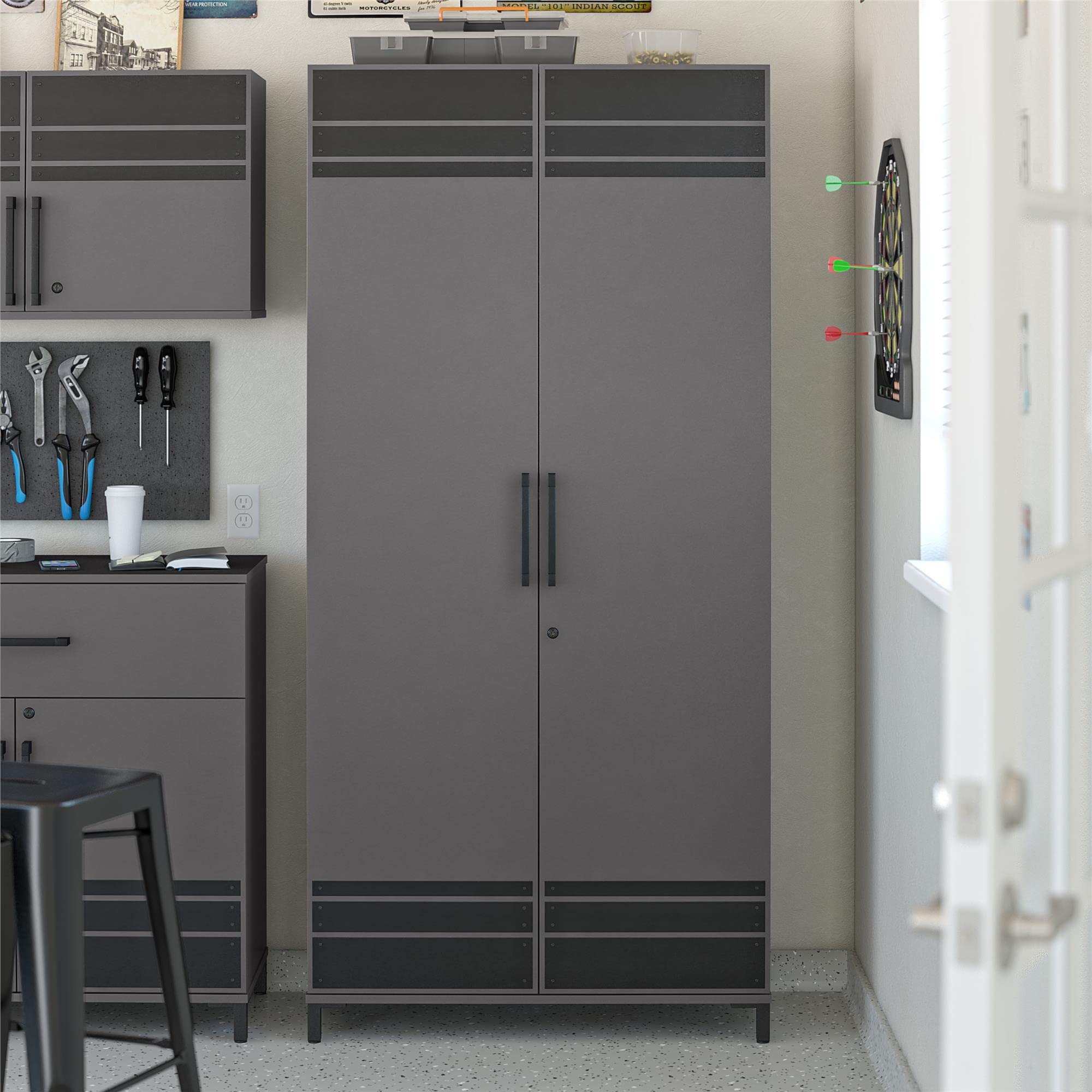 Ameriwood Home Shelby Engineered Wood Garage Storage Cabinet in Graphite Gray