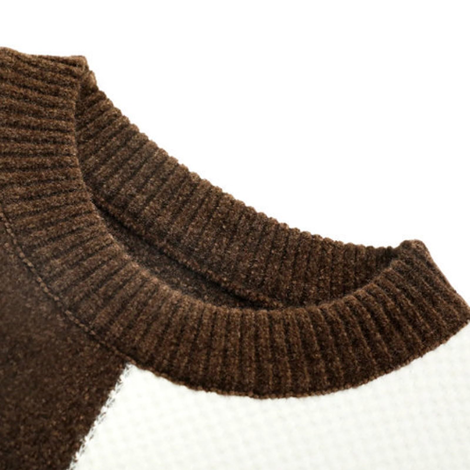 Generisch Jersey de punto para hombre, cuello redondo, cuello redondo, jersey de invierno, manga larga, patchwork, suéter de punto, informal, para negocios, invierno, tiempo libre, trabajo