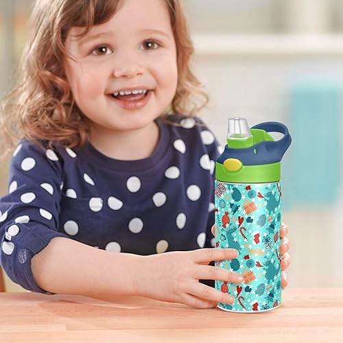 Miniatura 7 de Christmas Gifts - Botella de agua para niños con pajilla, con aislamiento de acero inoxidable, termo para niñas y niños, reutilizable, de 12 onzas,